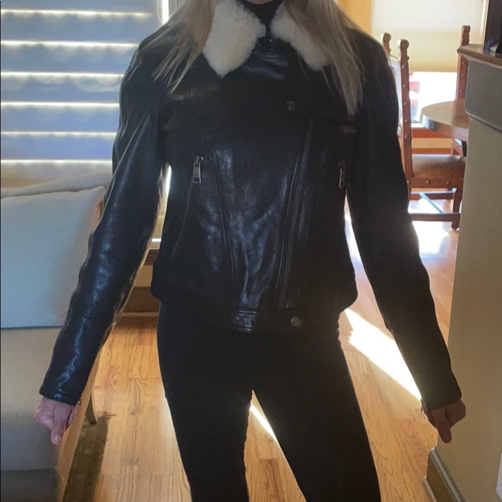 BURBERRY BRIT leather/shearling aviator jacket.